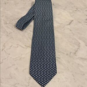 Salvatore Ferragamo Navy and Light Blue Silk Tie